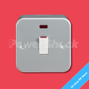 Knightsbridge Metal Clad 20A 1G DP Switch - 20A DP Switch Neon