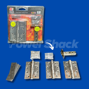 Heavy Duty Fire Door Latch Pack with 3 x 102mm x 76mm Hinges