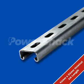 Galv Slotted Unistrut Channel 41mm x 21mm - 1m Length