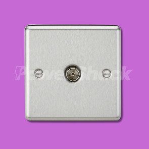 Knightsbridge Brushed Chrome TV Outlet (Non-Isolated)