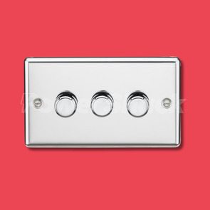 Knightsbridge 2-Way 10-200W (5-150W LED) Trailing Edge Dimmer - Polished Chrome - 3 Gang