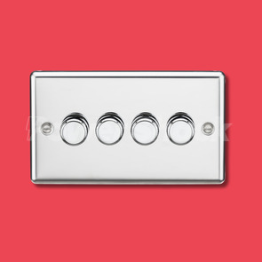 Knightsbridge 2-Way 10-200W (5-150W LED) Trailing Edge Dimmer - Polished Chrome - 4 Gang