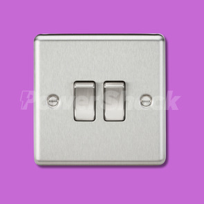 Knightsbridge 10AX 2-Way Switch - Brushed Chrome - 2 Gang