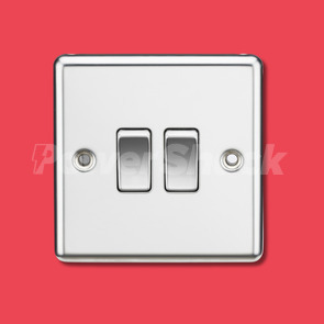 Knightsbridge 10AX 2-Way Switch - Polished Chrome - 2 Gang