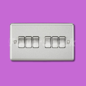 Knightsbridge 10AX 2-Way Switch - Brushed Chrome - 6 Gang