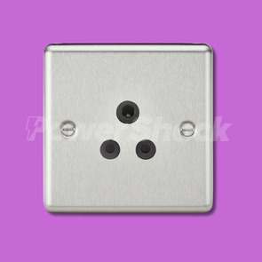 Knightsbridge 5A Unswitched Socket - Brushed Chrome Finish - Black Insert