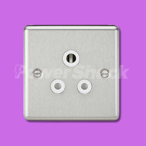 Knightsbridge 5A Unswitched Socket - Brushed Chrome Finish - White Insert