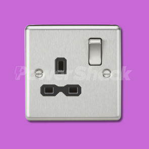 Knightsbridge 13A 1G DP Switched Socket - Brushed Chrome - With Black Insert