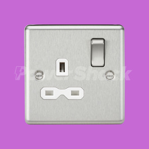 Knightsbridge 13A 1G DP Switched Socket - Brushed Chrome - With White Insert