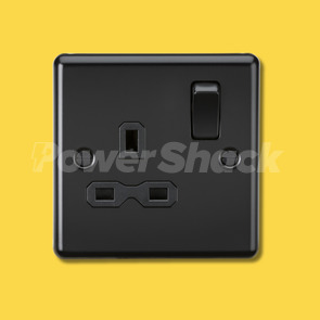 Knightsbridge 13A 1G DP Switched Socket - Matt Black with Black Insert