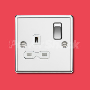 Knightsbridge 13A 1G DP Switched Socket - Polished Chrome - White Insert