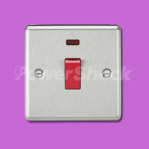 Knightsbridge 45A DP Switch with Neon - Brushed Chrome - 1 Gang Size