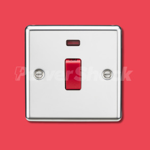 Knightsbridge 45A DP Switch with Neon - Polished Chrome - 1 Gang Size