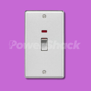 Knightsbridge 45A DP Switch with Neon - Brushed Chrome - 2 Gang Size