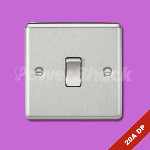 Knightsbridge 20A 1G DP Switch - Brushed Chrome - Standard DP Switch