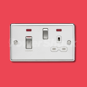 Knightsbridge 45A DP Switch & 13A Socket with Neons - Polished Chrome - White Inserts