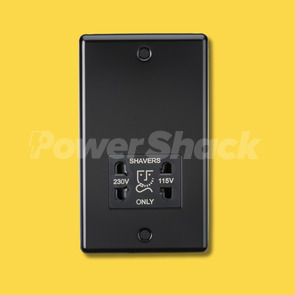 Knightsbridge 115-230V Dual Voltage Shaver Socket - Matt Black with Black Insert