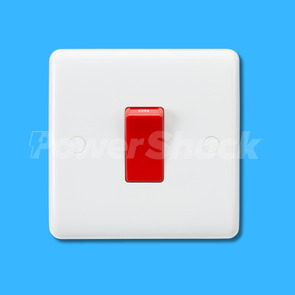 Knightsbridge 45A DP Switch Red Rocker - 2 Gang