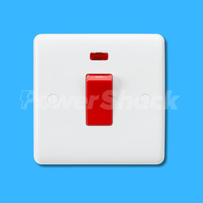 Knightsbridge 45A DP Switch Red Rocker - 1 Gang Neon