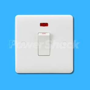 Knightsbridge 45A DP Switch White Rocker - 1 Gang Neon