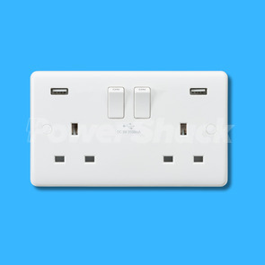 Knightsbridge Curved Edge 13A 2G Switched Socket with Dual USB Charger