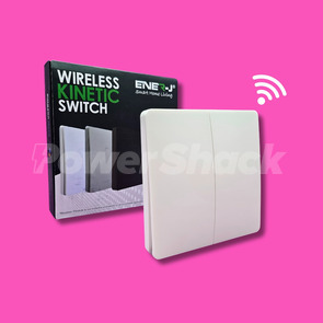 ENERJ White IP65 Wireless Kinetic Switch - Pro Range - 2 Gang - White