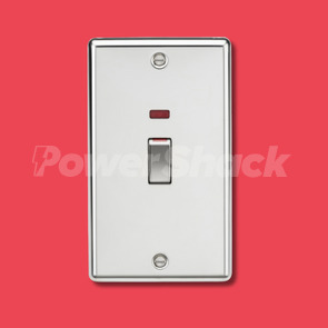 Knightsbridge 45A DP Switch with Neon - Polished Chrome - 2 Gang Size