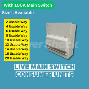 LIVE Electrical Metal Clad Consumer Unit c/w 100A Main Switch