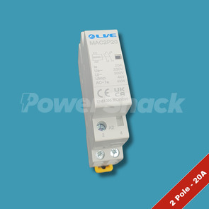 LIVE Electrical 2 Pole 2NO AC Contactor - 20A - 2 POLE