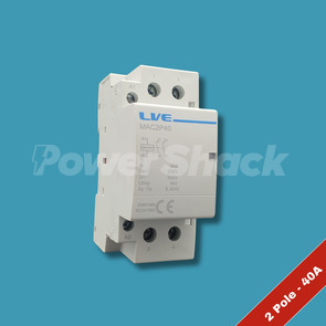 LIVE Electrical 2 Pole 2NO AC Contactor - 40A - 2 POLE