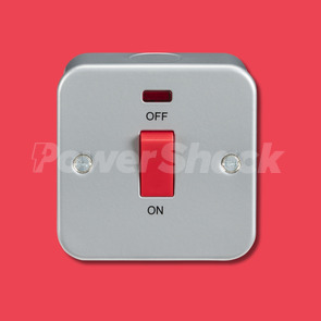 Knightsbridge Metal Clad 45A DP Switch with Neon - Single Size