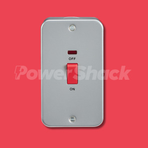 Knightsbridge Metal Clad 45A DP Switch with Neon - Large Plate