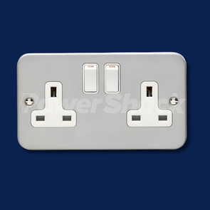 Eurolite Metal Clad 13A 2G DP Switched Socket - 2 Gang - Switched