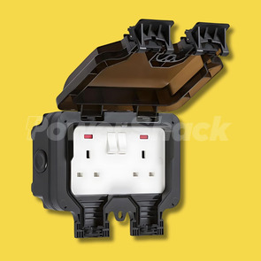 Knightsbridge 2G Switched Double Socket - IP66 - 2 Gang - IP66 BLACK