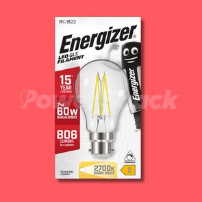 Energizer 7W Dimmable LED Filament GLS Lamps - 806lm - B22  - DIMMABLE