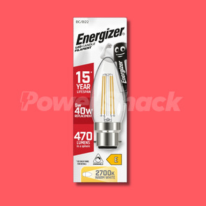 Energizer 5W Dimmable LED Filament Candle - 470lm - B22  - DIMMABLE