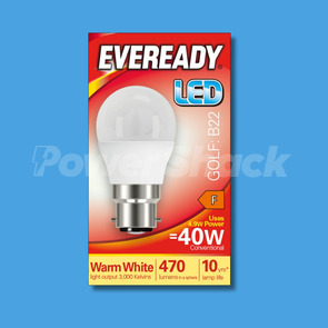 Eveready  4.9W LED Golf Ball Lamp - 470lm - Warm White - B22 - WARM WHITE