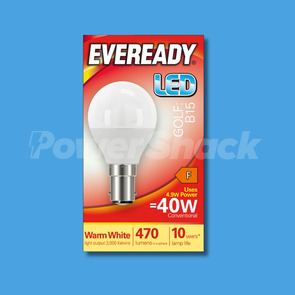 Eveready  4.9W LED Golf Ball Lamp - 470lm - Warm White - B15 - WARM WHITE