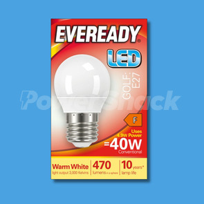 Eveready  4.9W LED Golf Ball Lamp - 470lm - Warm White - E27 - WARM WHITE