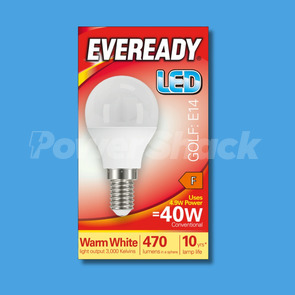 Eveready  4.9W LED Golf Ball Lamp - 470lm - Warm White - E14 - WARM WHITE