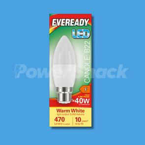 Eveready 4.9W LED Candle Lamp  - Warm White - 470lm - B22 - WARM WHITE