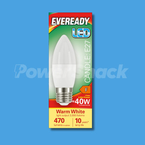 Eveready 4.9W LED Candle Lamp  - Warm White - 470lm - E27 - WARM WHITE