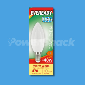 Eveready 4.9W LED Candle Lamp  - Warm White - 470lm - E14 - WARM WHITE