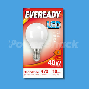 Eveready  4.9W LED Golf Ball Lamp - 470lm - Cool White - E14 - COOL WHITE