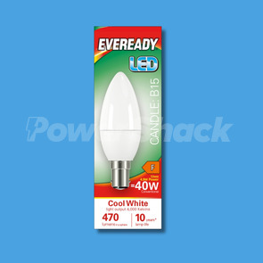 Eveready 4.9W LED Candle Lamp  - Cool White - 470lm - B15 - COOL WHITE