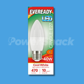 Eveready 4.9W LED Candle Lamp  - Cool White - 470lm - E27 - COOL WHITE