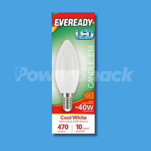 Eveready 4.9W LED Candle Lamp  - Cool White - 470lm - E14 - COOL WHITE