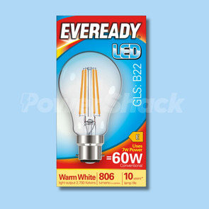 Eveready 7W LED Filament GLS - 806lm - B22 - WARM WHITE