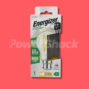 Energizer A Rated LED Elite GLS B22 Filament Lamp 806lm 3.8W = 60W - 2700K - Warm White