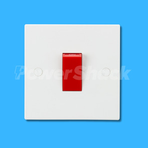 Knightsbridge 45A DP Switch (1G Size) with Red Rocker